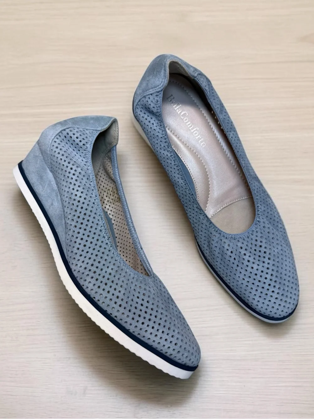 Bella Comforto Perforated Suede Wedge Slip-On Women’s Shoes - EU Size 39